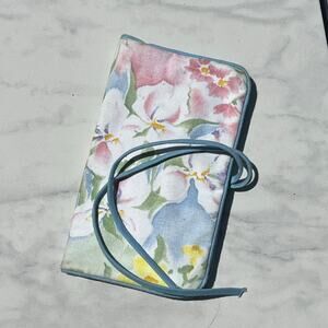 Vintage Floral Travel Jewelry Roll Organizer Pouch Small Compact